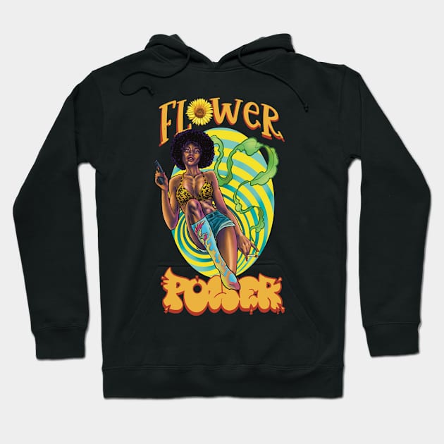 flower power black beautyfull Hoodie by Paskalamak